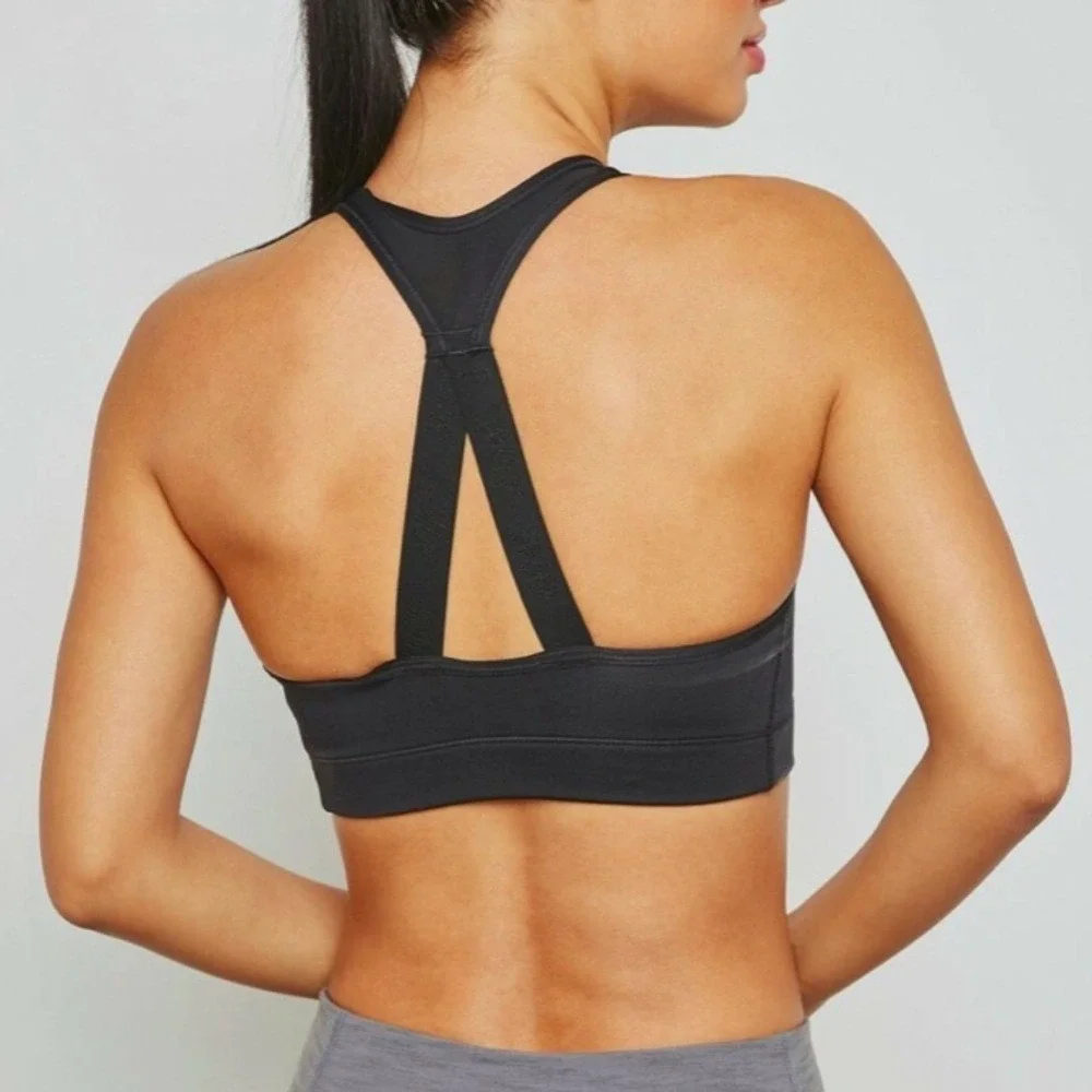 Nike Womens Just Do It Cross Back Sports Bra M Black Medium Support Gym Workout